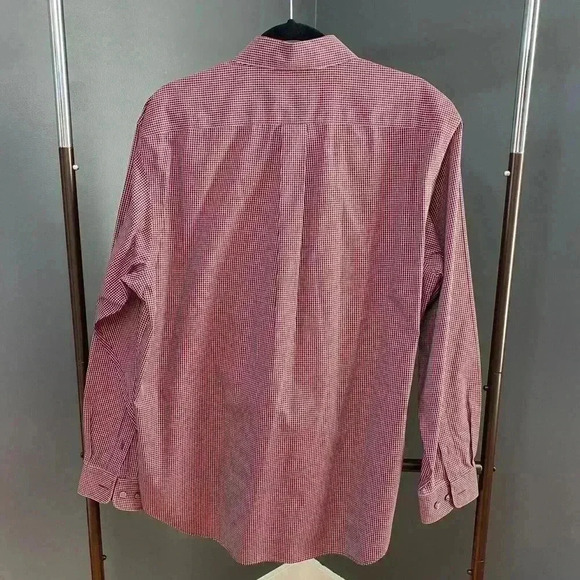 Eddie Bauer Mens M Button Down Wrinkle Resistant Red Plaid Long Sleeve Shirt - Picture 7 of 11